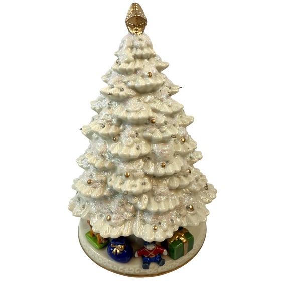 Avon Fiber Optic Tree White Porcelain 10" Christmas Musical Original Box w/Balls - Picture 4 of 10